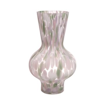 Kugelige Glas Blumenvase RUSSELL, Leopardenmuster, lila-minze-klar, 30cm, Ø18cm