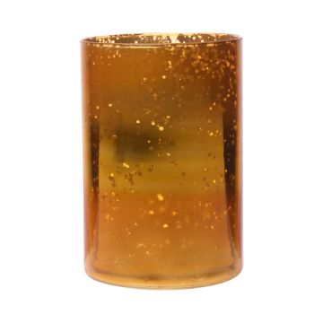 Glas Dekovase RIGOBERTO, Mitte gold, orange-braun-klar, 15cm, Ø10cm