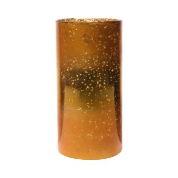 Glas Dekovase RIGOBERTO, Mitte gold, orange-braun-klar, 25cm, Ø12,5cm
