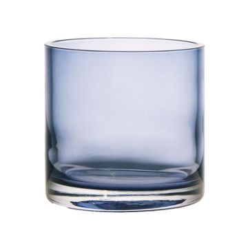 Glas Kerzenhalter SANSA EARTH, blau-klar, 11cm, Ø11,5cm