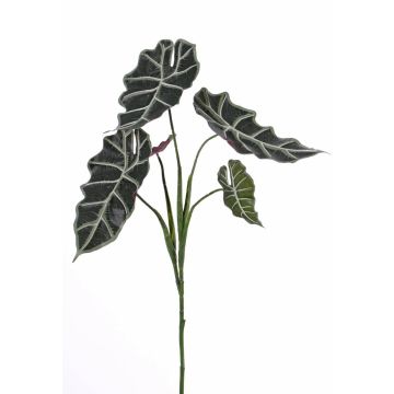 Plastik Alocasia Sanderiana MATHEA auf Steckstab, grün-weiß, 75cm