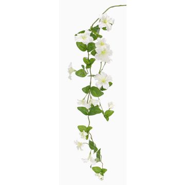 Künstlicher Petunien Zweig MARTHE, weiß-grün, 130cm, Ø4-9cm
