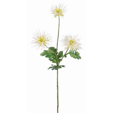 Chrysantheme Zweig künstlich SOLVIE, weiß-gelb, 75cm, Ø11-12cm