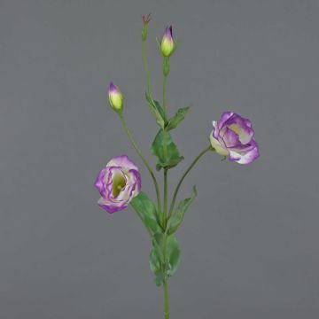Künstliche Lisianthus JUDIKA, violett-weiß-grün, 70cm, Ø6-7cm