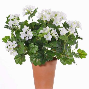 Geranie künstlich BERENIKE auf Steckstab, crossdoor, weiß, 40cm, Ø5-8cm