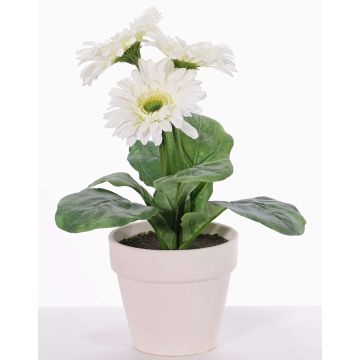 Künstliche Gerbera SIMONE im Dekotopf, weiß, 30cm, Ø9,5cm