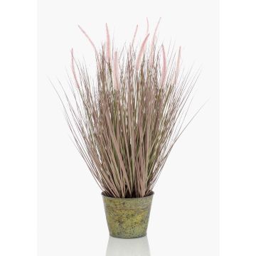 Lampenputzergras künstlich OVIDIO, Rispen, Zinktopf, rosa-grün, 70cm