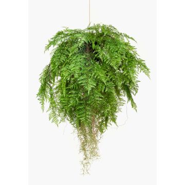 Kunstfarn Boston Farn Blumenampel NILO, Erdball, Wurzeln, 100cm, Ø80cm