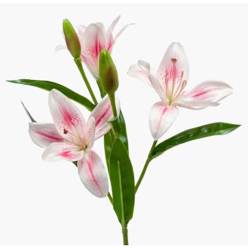 Textilblume Lilie KIMIKO, rosa-weiß, 60cm, Ø8-11cm