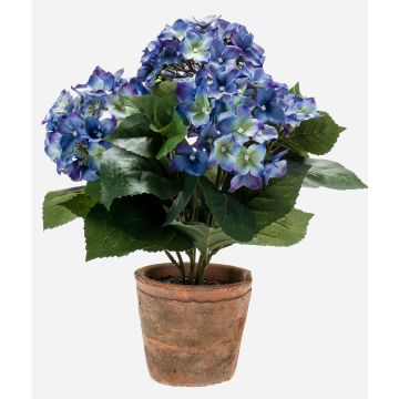 Kunstblume Hortensie LAIDA im Terracottatopf, blau, 35cm