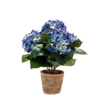 Kunstblume Hortensie LAIDA im Terracottatopf, blau, 35cm