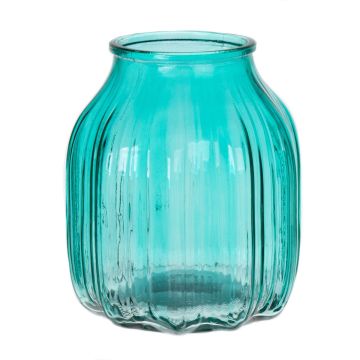 Kleine Glas Tischvase AMORY, türkis-klar, 16cm, Ø13,8cm Kleine Glas Tischvase AMORY, türkis-klar, 16cm, Ø13,8cm