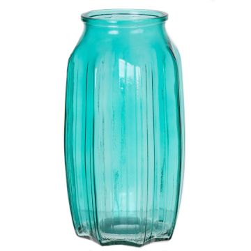 Kleine Glas Tischvase AMORY, türkis-klar, 22cm, Ø12cm Kleine Glas Tischvase AMORY, türkis-klar, 22cm, Ø12cm