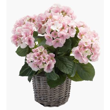 Kunstpflanze Hortensie JONE im Korb, rosa, 45cm, Ø12cm