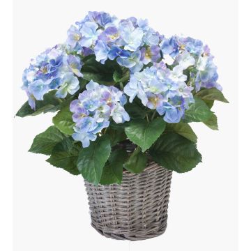 Kunstpflanze Hortensie JONE im Korb, blau, 45cm, Ø12cm
