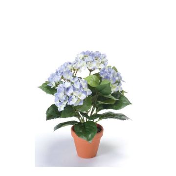 Kunstblume Hortensie LAIDA im Tontopf, hellblau, 35cm