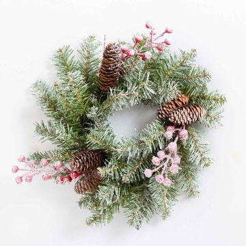 Kunst Winterkranz RAVENNA mit Zapfen, beschneit, Ø30cm