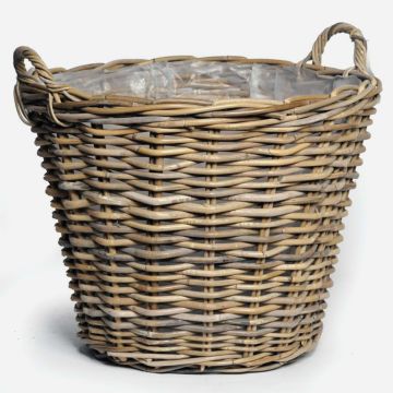 Holzkorb CATELYNN aus Rattan, grau-braun, 40cm, Ø45cm Holzkorb CATELYNN aus Rattan, grau-braun, 40cm, Ø45cm