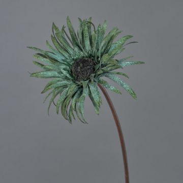 Kunstblume Gerbera SIEDA, blau-grün, 65cm, Ø12cm