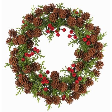 Zypressenkranz künstlich TAVIL mit Zapfen, Beeren, grün-braun, Ø25cm Zypressenkranz künstlich TAVIL mit Zapfen, Beeren, grün-braun, Ø25cm