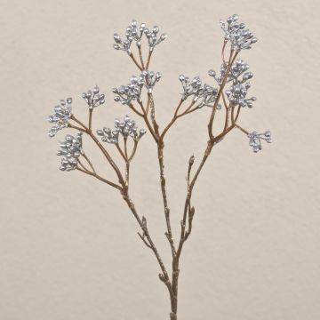 Unechter Scheinbeeren Zweig BENZO mit Beeren, Glitzer, silber, 40cm