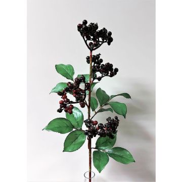Unechter Zweig Holunderbeeren CHATANGA mit Früchten, burgunderrot-schwarz, 60cm