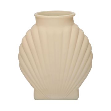 Flache Glasvase FIORENZA in Muschel-Optik, sand-matt, 16x10x18cm Flache Glasvase FIORENZA in Muschel-Optik, sand-matt, 16x10x18cm