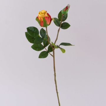 Künstliche Rose RENESMEE, gelb-rot, 45cm, Ø6cm