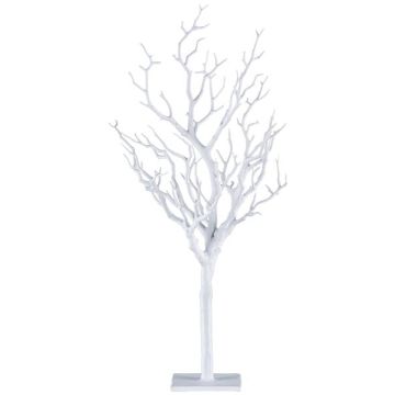 Kunst Baumstamm laublos FREMAL auf Platte, mit Geäst, weiß, 40cm