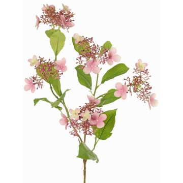 Hortensie Kunstblumenzweig KATHANI, rosa-weiß-grün, 80cm, Ø10-13cm