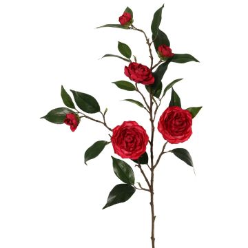 Künstlicher Kamelien Zweig YARINA mit Blüten, rot, 75cm