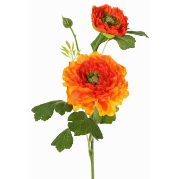 Künstlicher Zweig Ranunkel SAGARA, orange-grün, 45cm, Ø5-9cm
