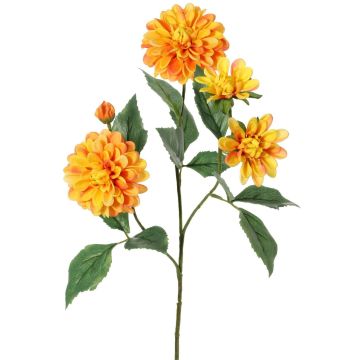 Dekozweig Dahlie künstlich QUINKA, orange-gelb, 70cm