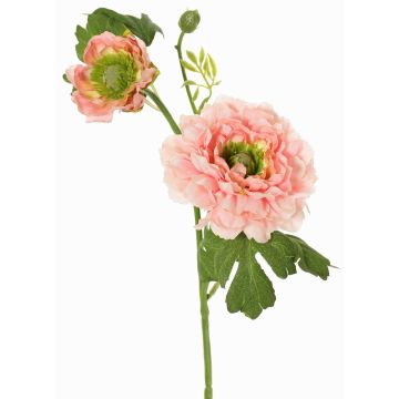 Künstlicher Zweig Ranunkel SAGARA, rosa-grün, 45cm, Ø5-9cm