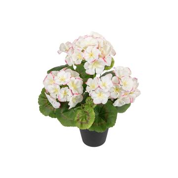 Kunstblume Geranie ELISABETTA im Dekotopf, weiß-rosa, 35cm