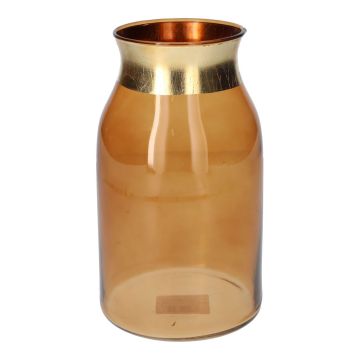 Glasvase LUNARA, braun-gold-klar, 21cm, Ø12cm