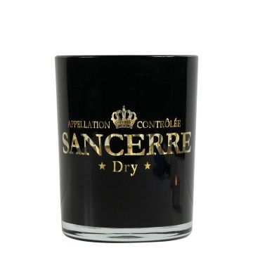 Teelicht Kerzen Glas LEONARDAS mit Sancerre Schriftzug, schwarz-matt-gold-glänzend, 12,5cm, Ø10cm Teelicht Kerzen Glas LEONARDAS mit Sancerre Schriftzug, schwarz-matt-gold-glänzend, 12,5cm, Ø10cm