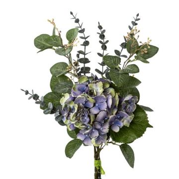 Künstlicher Blumenstrauß Hortensie Eukalyptus CUNTA, blau-grün, 55cm