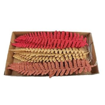 Kunst Blatt Königsfarn ALANEA, 15 Stück, gelb-orange-rot, 45cm