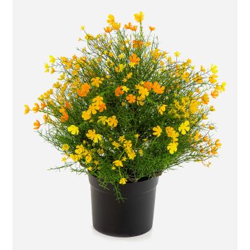 Kunstblume Schleierkraut Busch JARMIN im Dekotopf, gelb-orange, 50cm