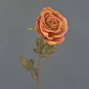 Künstliche Rose NAJMA, Trockenoptik, orange-pink, 65cm, Ø10cm