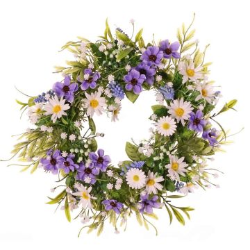 Künstlicher Blumenkranz Margerite Cosmos MAGADI, Muscari, Schleierkraut, lila-weiß, Ø30cm Künstlicher Blumenkranz Margerite Cosmos MAGADI, Muscari, Schleierkraut, lila-weiß, Ø30cm