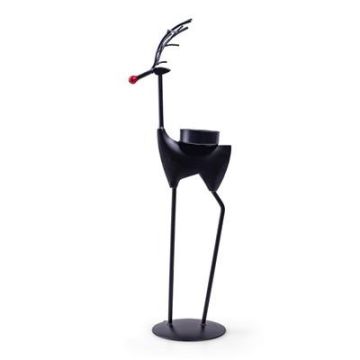 Metall Kerzenhalter Rentier ALESSARO mit Glaseinsatz, schwarz, 12,5x9x37cm Metall Kerzenhalter Rentier ALESSARO mit Glaseinsatz, schwarz, 12,5x9x37cm