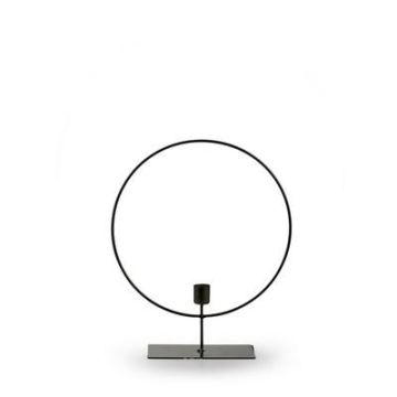 Metallring Kerzenständer BERSINA mit Standfuß, schwarz, 30cm, Ø25cm Metallring Kerzenständer BERSINA mit Standfuß, schwarz, 30cm, Ø25cm