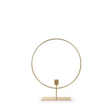 Metallring Kerzenständer BERSINA mit Standfuß, gold, 30cm, Ø25cm