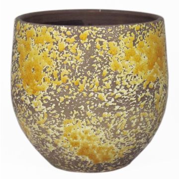 Übertopf Keramik TSCHIL, Rustikal, Farbverlauf, ockergelb-braun, 16cm, Ø17cm