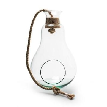 Pflanzen Terrarium YVIE in Birnenform, Eco Glas, Korkdeckel, Seil, klar, 30cm, Ø19cm