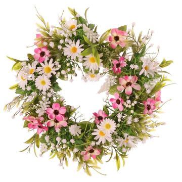 Künstlicher Blumenkranz Margerite Cosmos MAGADI, Muscari, Schleierkraut, rosa-weiß, Ø30cm Künstlicher Blumenkranz Margerite Cosmos MAGADI, Muscari, Schleierkraut, rosa-weiß, Ø30cm