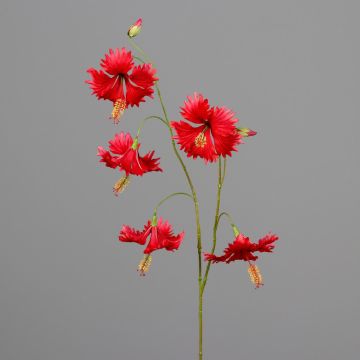 Deko Zweig Hibiskus RIELLAS mit Blüten, rot, 140cm