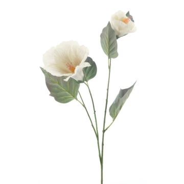 Deko Zweig Hibiskus TERENNA mit Blüten, elfenbein, 60cm